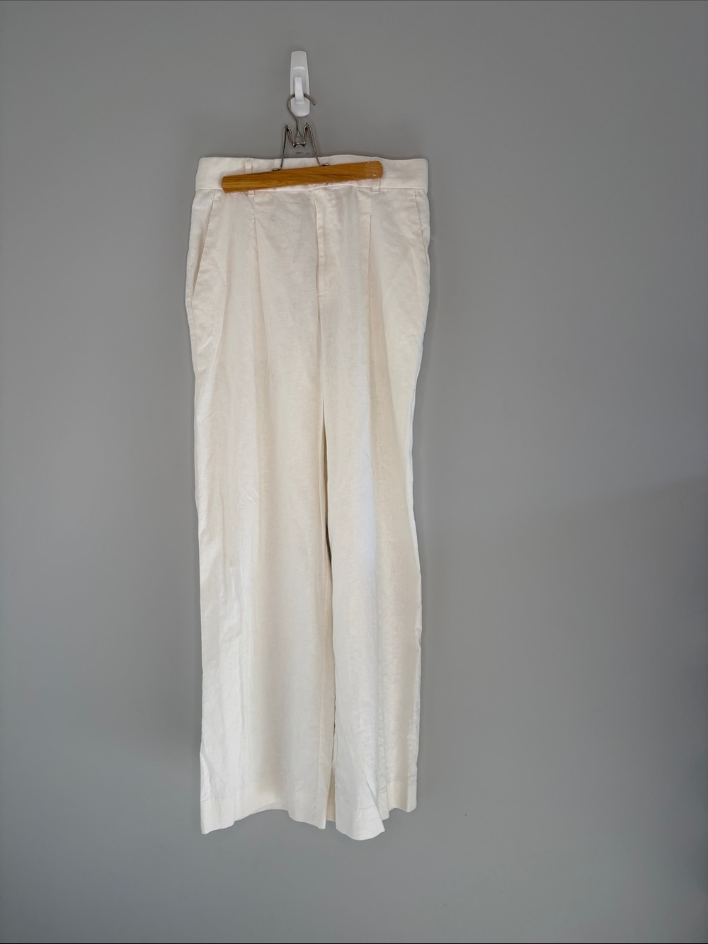 WhiteDress Pants - Classic Pleat Front Linen Cotton Blend